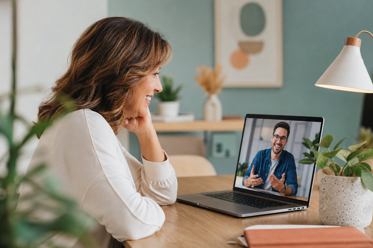 wordpress maintenance and support hero illustration showing a small business owner receiving daily updates from a dedicated WordPress developer, with icons for updates, security, backups, and speed